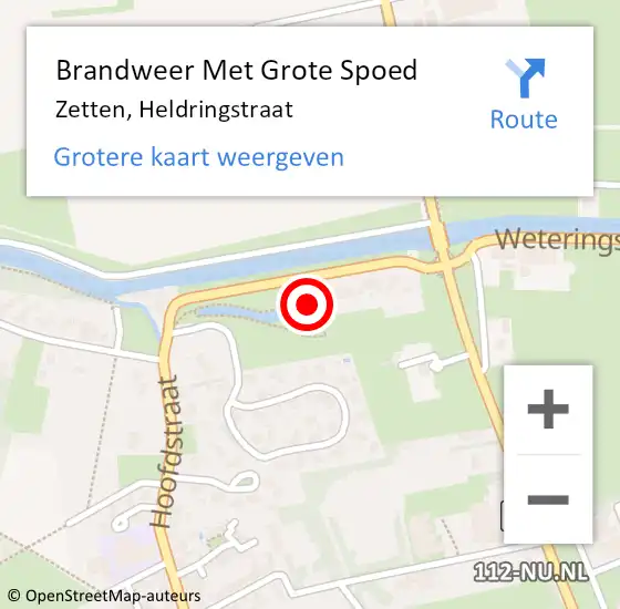 Locatie op kaart van de 112 melding: Brandweer Met Grote Spoed Naar Zetten, Heldringstraat op 3 juni 2021 13:23