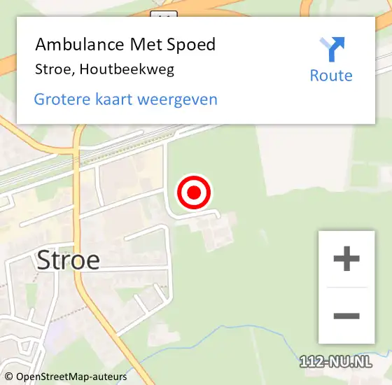 Locatie op kaart van de 112 melding: Ambulance Met Spoed Naar Stroe, Houtbeekweg op 3 juni 2021 13:33