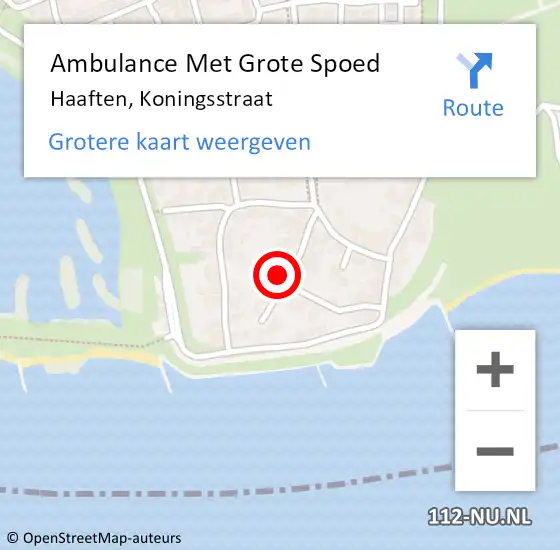 Locatie op kaart van de 112 melding: Ambulance Met Grote Spoed Naar Haaften, Koningsstraat op 3 juni 2021 14:10