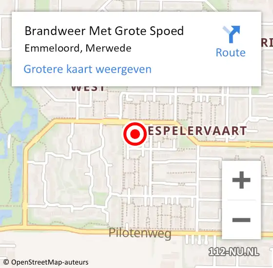 Locatie op kaart van de 112 melding: Brandweer Met Grote Spoed Naar Emmeloord, Merwede op 3 juni 2021 14:37