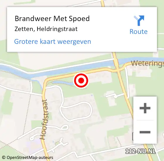 Locatie op kaart van de 112 melding: Brandweer Met Spoed Naar Zetten, Heldringstraat op 3 juni 2021 14:46