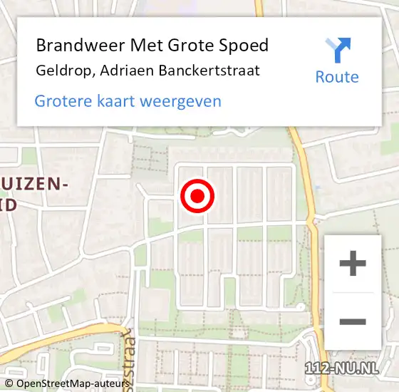 Locatie op kaart van de 112 melding: Brandweer Met Grote Spoed Naar Geldrop, Adriaen Banckertstraat op 3 juni 2021 14:53