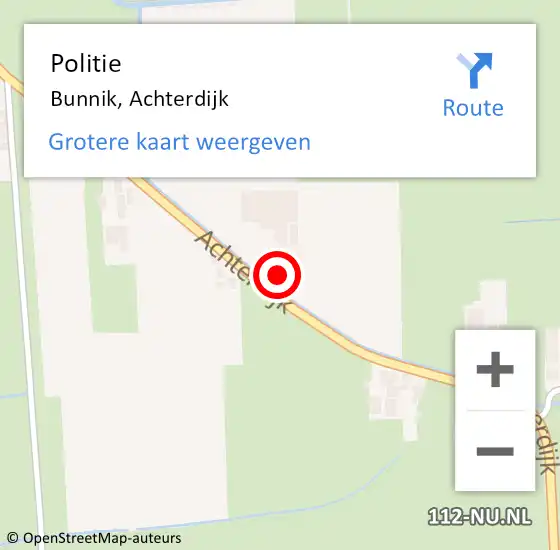 Locatie op kaart van de 112 melding: Politie Bunnik, Achterdijk op 4 oktober 2013 19:43