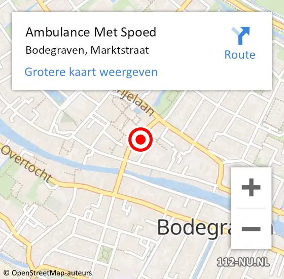 Locatie op kaart van de 112 melding: Ambulance Met Spoed Naar Bodegraven, Marktstraat op 3 juni 2021 15:19