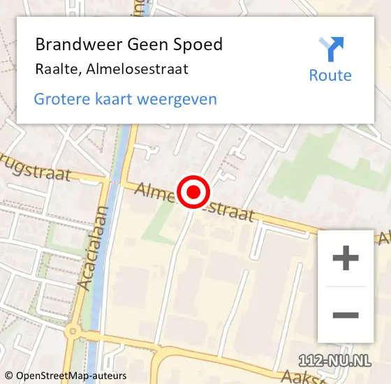 Locatie op kaart van de 112 melding: Brandweer Geen Spoed Naar Raalte, Almelosestraat op 3 juni 2021 15:24