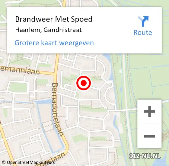 Locatie op kaart van de 112 melding: Brandweer Met Spoed Naar Haarlem, Gandhistraat op 3 juni 2021 15:43