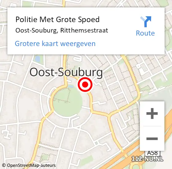 Locatie op kaart van de 112 melding: Politie Met Grote Spoed Naar Oost-Souburg, Ritthemsestraat op 3 juni 2021 16:17