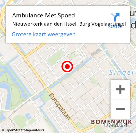 Locatie op kaart van de 112 melding: Ambulance Met Spoed Naar Nieuwerkerk aan den IJssel, Burg Vogelaarsingel op 3 juni 2021 16:48