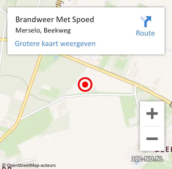 Locatie op kaart van de 112 melding: Brandweer Met Spoed Naar Merselo, Beekweg op 3 juni 2021 16:54