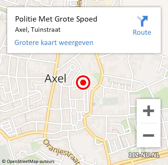 Locatie op kaart van de 112 melding: Politie Met Grote Spoed Naar Axel, Tuinstraat op 3 juni 2021 17:36