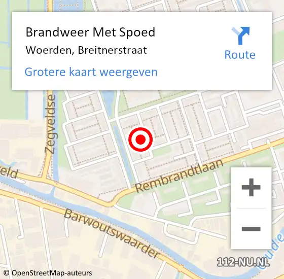 Locatie op kaart van de 112 melding: Brandweer Met Spoed Naar Woerden, Breitnerstraat op 3 juni 2021 17:44