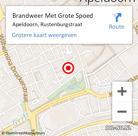 Locatie op kaart van de 112 melding: Brandweer Met Grote Spoed Naar Apeldoorn, Rustenburgstraat op 3 juni 2021 17:50