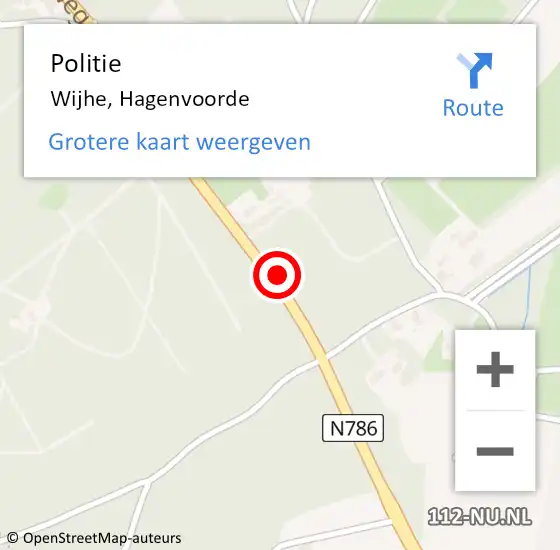 Locatie op kaart van de 112 melding: Politie Wijhe, Hagenvoorde op 3 juni 2021 17:58