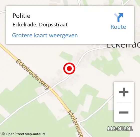 Locatie op kaart van de 112 melding: Politie Eckelrade, Dorpsstraat op 3 juni 2021 18:30