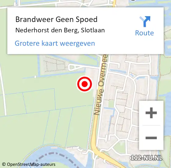 Locatie op kaart van de 112 melding: Brandweer Geen Spoed Naar Nederhorst den Berg, Slotlaan op 3 juni 2021 18:46