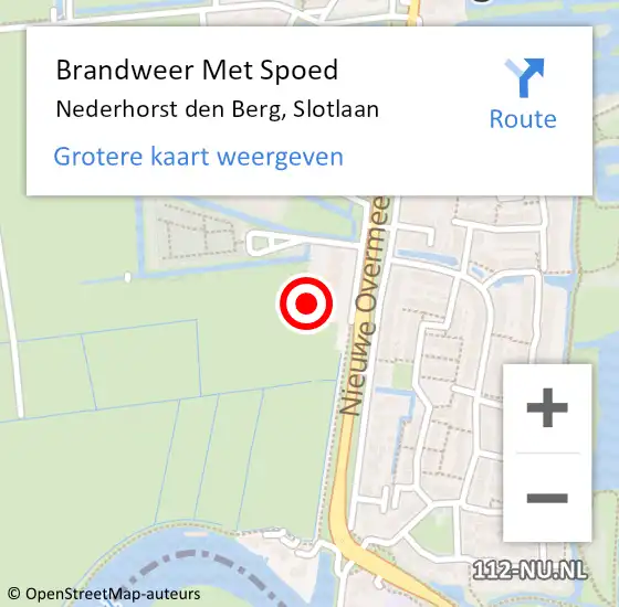 Locatie op kaart van de 112 melding: Brandweer Met Spoed Naar Nederhorst den Berg, Slotlaan op 3 juni 2021 19:10