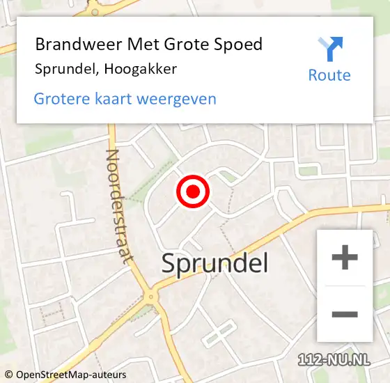 Locatie op kaart van de 112 melding: Brandweer Met Grote Spoed Naar Sprundel, Hoogakker op 3 juni 2021 19:37