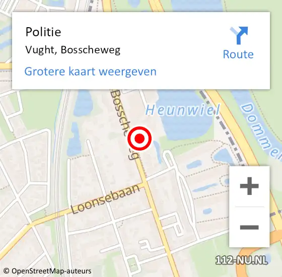 Locatie op kaart van de 112 melding: Politie Vught, Bosscheweg op 3 juni 2021 19:53
