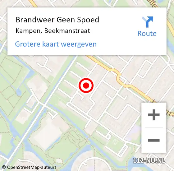 Locatie op kaart van de 112 melding: Brandweer Geen Spoed Naar Kampen, Beekmanstraat op 3 juni 2021 20:11