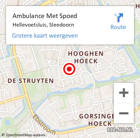 Locatie op kaart van de 112 melding: Ambulance Met Spoed Naar Hellevoetsluis, Sleedoorn op 3 juni 2021 20:26