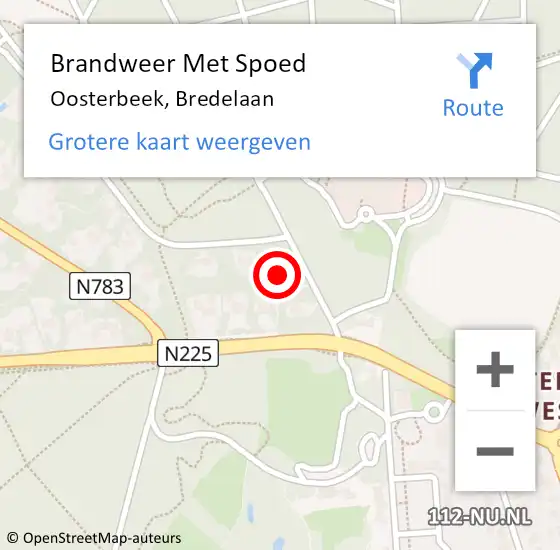 Locatie op kaart van de 112 melding: Brandweer Met Spoed Naar Oosterbeek, Bredelaan op 3 juni 2021 20:33