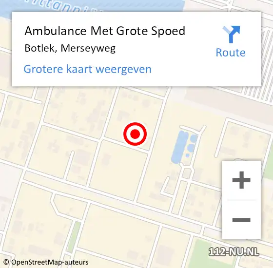 Locatie op kaart van de 112 melding: Ambulance Met Grote Spoed Naar Botlek, Merseyweg op 3 juni 2021 21:31