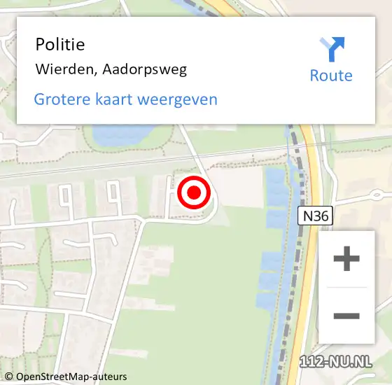 Locatie op kaart van de 112 melding: Politie Wierden, Aadorpsweg op 3 juni 2021 21:53