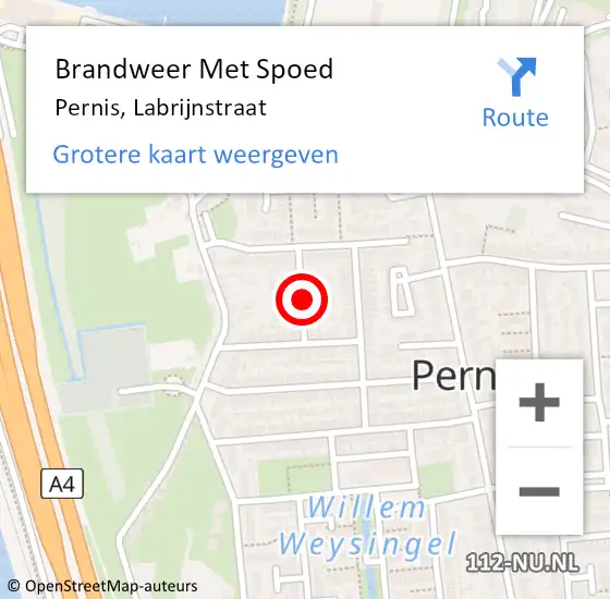 Locatie op kaart van de 112 melding: Brandweer Met Spoed Naar Pernis, Labrijnstraat op 3 juni 2021 22:02