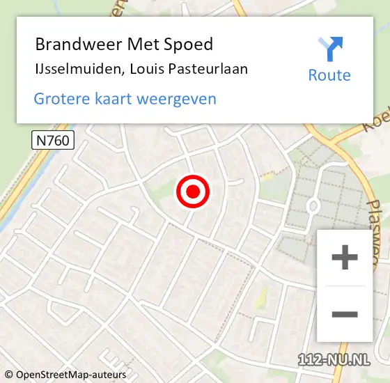 Locatie op kaart van de 112 melding: Brandweer Met Spoed Naar IJsselmuiden, Louis Pasteurlaan op 3 juni 2021 22:05