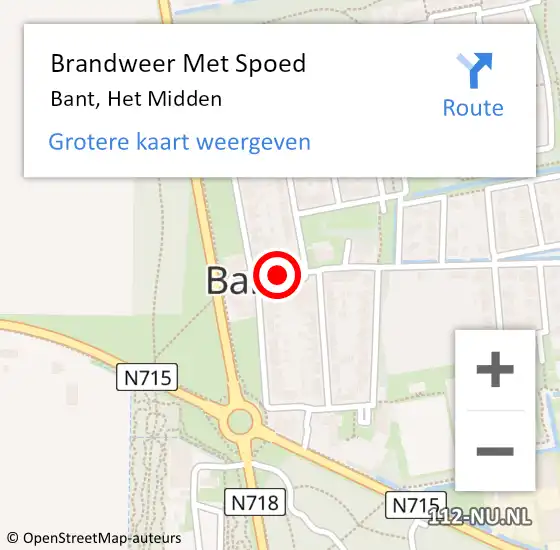 Locatie op kaart van de 112 melding: Brandweer Met Spoed Naar Bant, Het Midden op 3 juni 2021 23:18