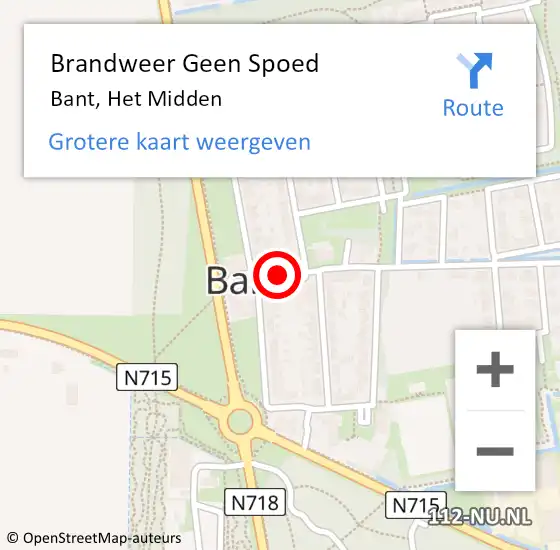 Locatie op kaart van de 112 melding: Brandweer Geen Spoed Naar Bant, Het Midden op 3 juni 2021 23:20