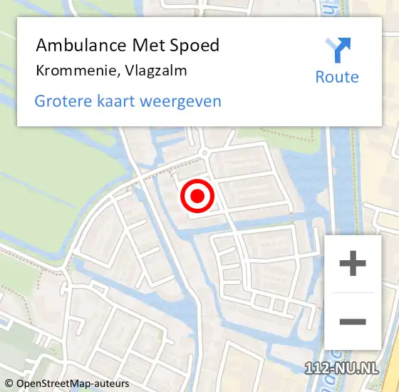 Locatie op kaart van de 112 melding: Ambulance Met Spoed Naar Krommenie, Vlagzalm op 4 juni 2021 01:25