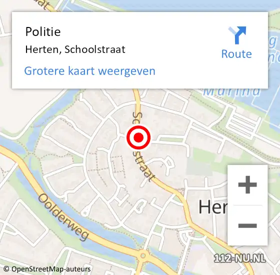 Locatie op kaart van de 112 melding: Politie Herten, Schoolstraat op 4 juni 2021 01:30