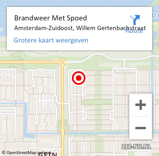 Locatie op kaart van de 112 melding: Brandweer Met Spoed Naar Amsterdam-Zuidoost, Willem Gertenbachstraat op 4 juni 2021 02:22