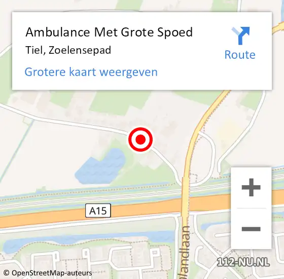 Locatie op kaart van de 112 melding: Ambulance Met Grote Spoed Naar Tiel, Zoelensepad op 4 juni 2021 03:41