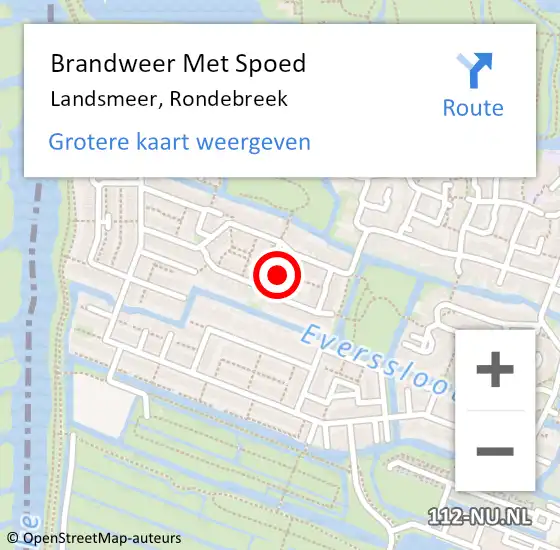 Locatie op kaart van de 112 melding: Brandweer Met Spoed Naar Landsmeer, Rondebreek op 4 juni 2021 03:56