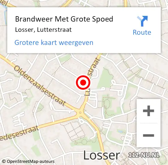 Locatie op kaart van de 112 melding: Brandweer Met Grote Spoed Naar Losser, Lutterstraat op 4 juni 2021 05:15
