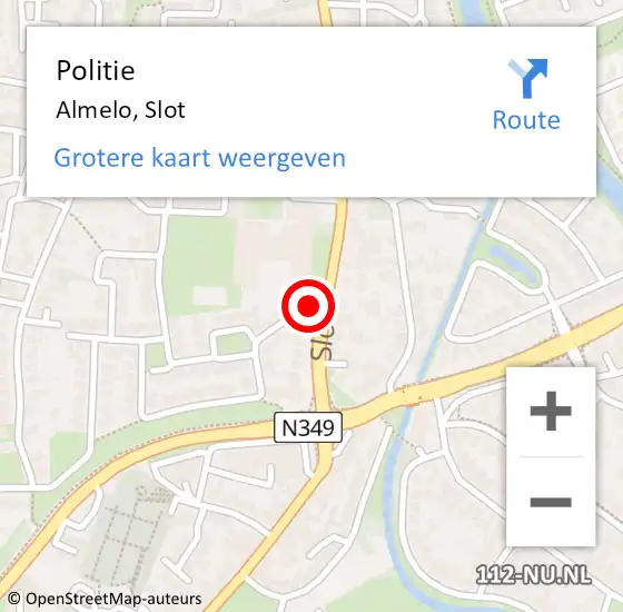 Locatie op kaart van de 112 melding: Politie Almelo, Slot op 4 juni 2021 05:53