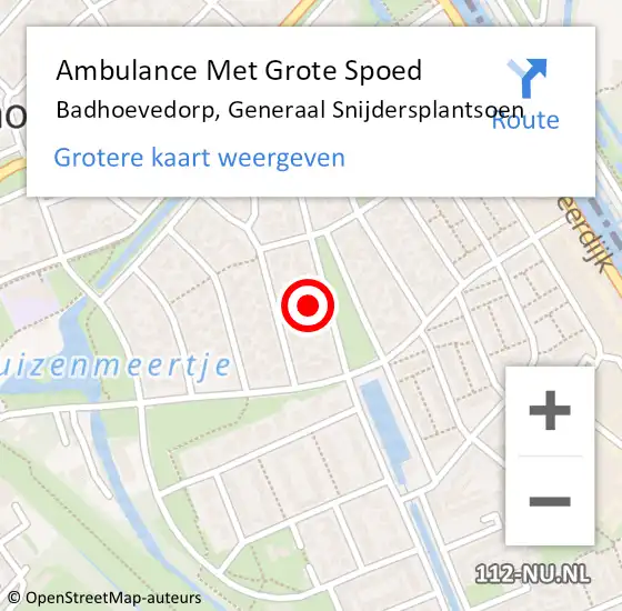 Locatie op kaart van de 112 melding: Ambulance Met Grote Spoed Naar Badhoevedorp, Generaal Snijdersplantsoen op 4 juni 2021 08:06