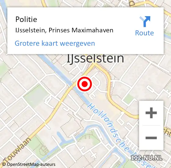 Locatie op kaart van de 112 melding: Politie IJsselstein, Prinses Maximahaven op 4 juni 2021 08:24