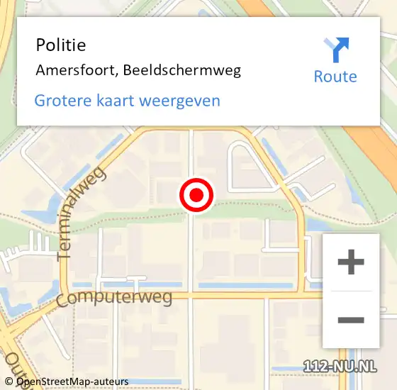 Locatie op kaart van de 112 melding: Politie Amersfoort, Terminalweg op 4 juni 2021 08:51