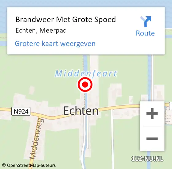 Locatie op kaart van de 112 melding: Brandweer Met Grote Spoed Naar Echten, Meerpad op 4 juni 2021 08:58