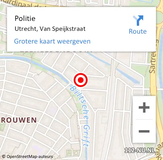 Locatie op kaart van de 112 melding: Politie Utrecht, Van Speijkstraat op 4 juni 2021 09:06