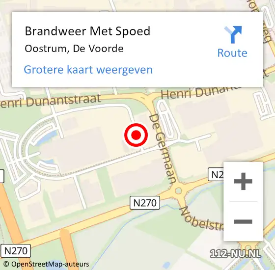 Locatie op kaart van de 112 melding: Brandweer Met Spoed Naar Oostrum, De Voorde op 4 juni 2021 10:09