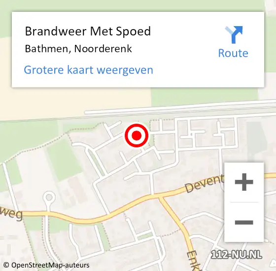 Locatie op kaart van de 112 melding: Brandweer Met Spoed Naar Bathmen, Noorderenk op 4 juni 2021 10:10