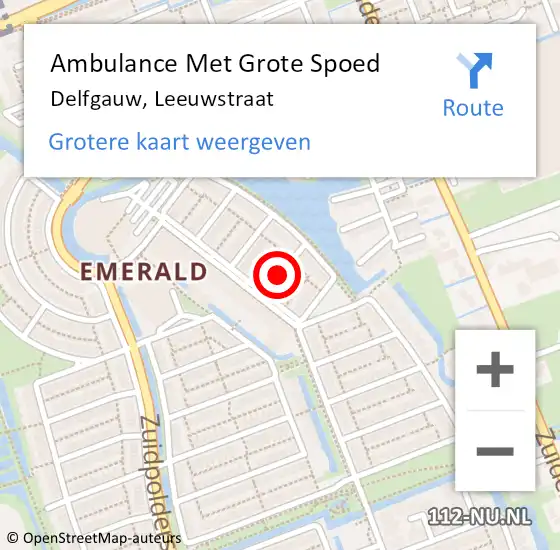 Locatie op kaart van de 112 melding: Ambulance Met Grote Spoed Naar Delfgauw, Leeuwstraat op 4 juni 2021 10:30
