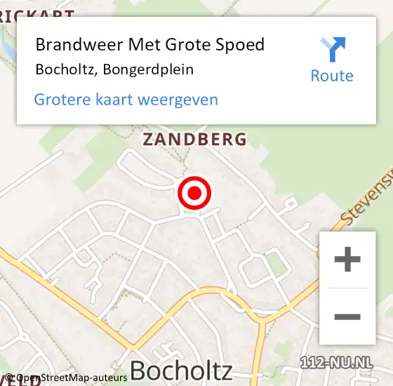 Locatie op kaart van de 112 melding: Brandweer Met Grote Spoed Naar Bocholtz, Bongerdplein op 4 juni 2021 10:36