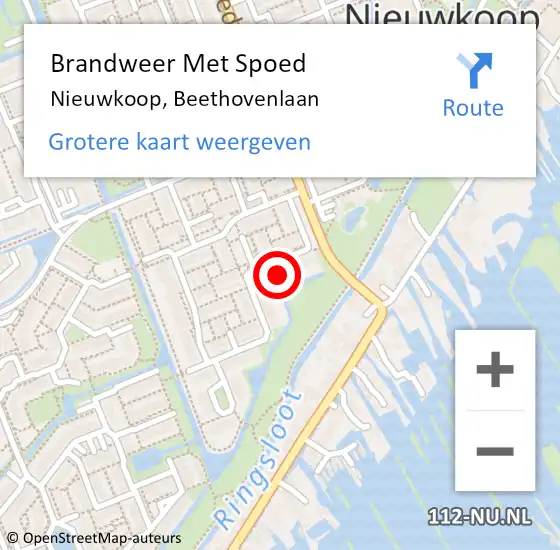 Locatie op kaart van de 112 melding: Brandweer Met Spoed Naar Nieuwkoop, Beethovenlaan op 4 juni 2021 10:51