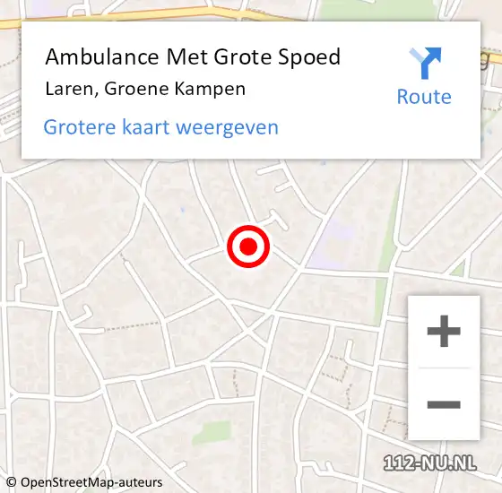 Locatie op kaart van de 112 melding: Ambulance Met Grote Spoed Naar Laren, Groene Kampen op 12 juni 2014 10:48