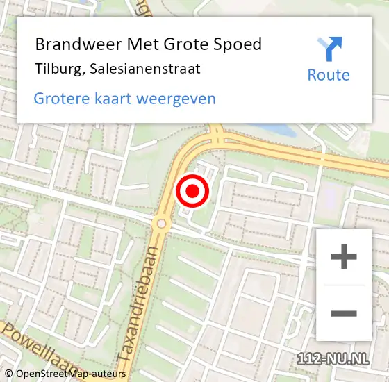 Locatie op kaart van de 112 melding: Brandweer Met Grote Spoed Naar Tilburg, Salesianenstraat op 4 juni 2021 11:31